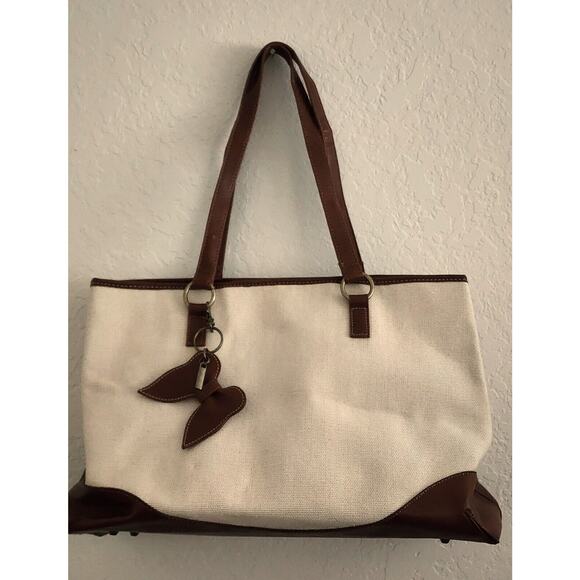 PURSE-COLDWATER CREEK-Beige-Faux Brown Leather-Short Shoulder Strap-Snap Closure - Picture 9 of 16